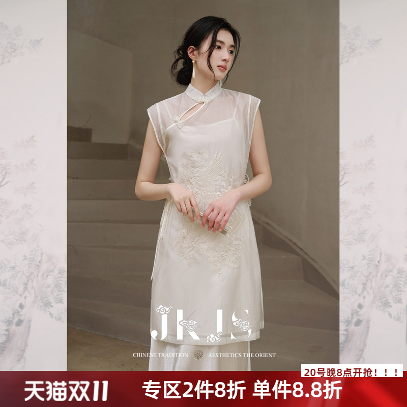 JKJS重工绣花天丝连衣裙女夏