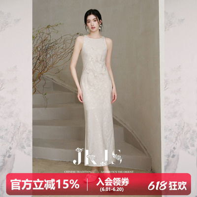 JKJS天丝人丝亚麻新中式连衣裙
