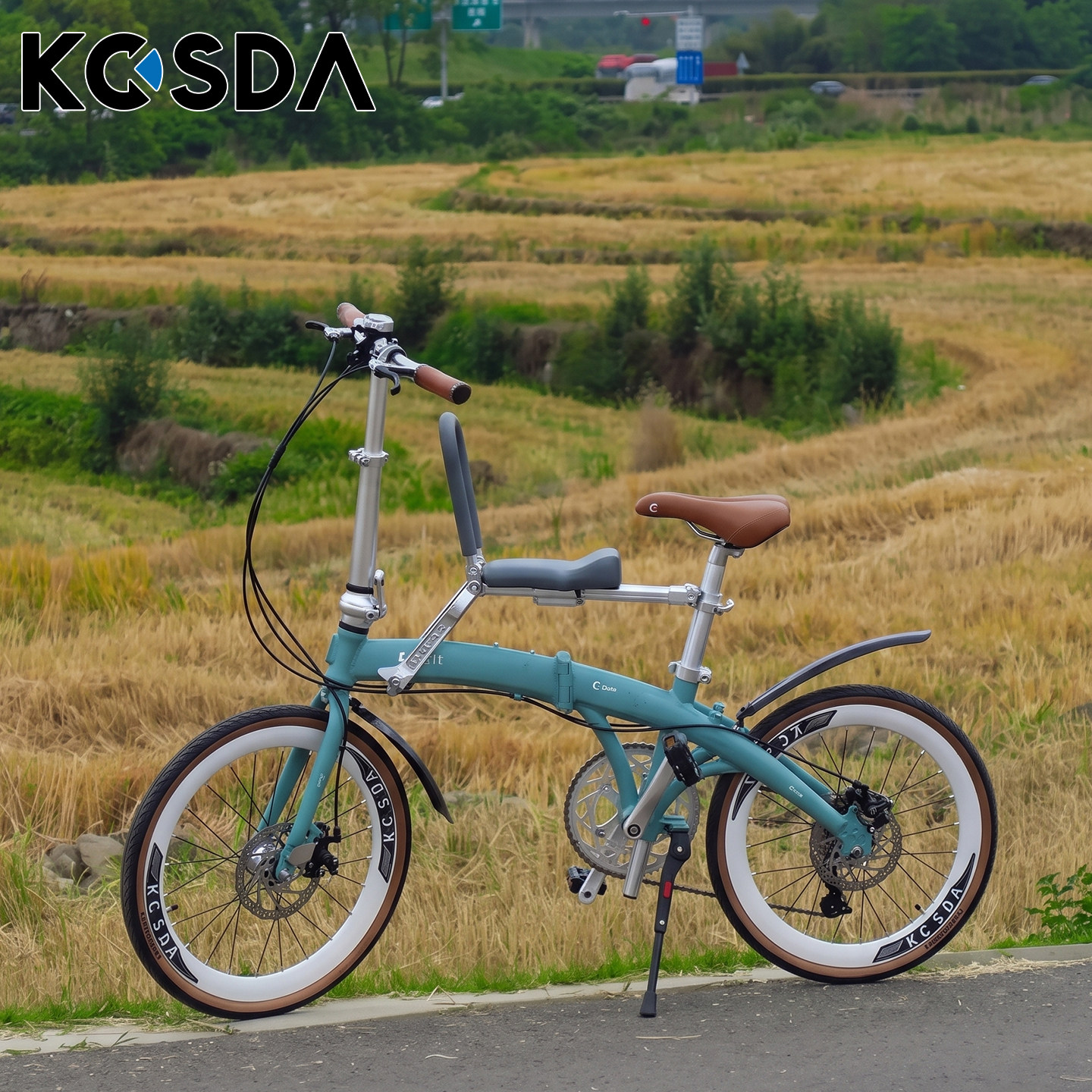 KOSDA可折叠自行车2-7岁亲子车变速超轻便携22寸通勤代步带娃单车