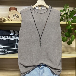2026新款 棉麻背心半高领纯色内搭宽松打底针织上衣外穿吊带女 无袖