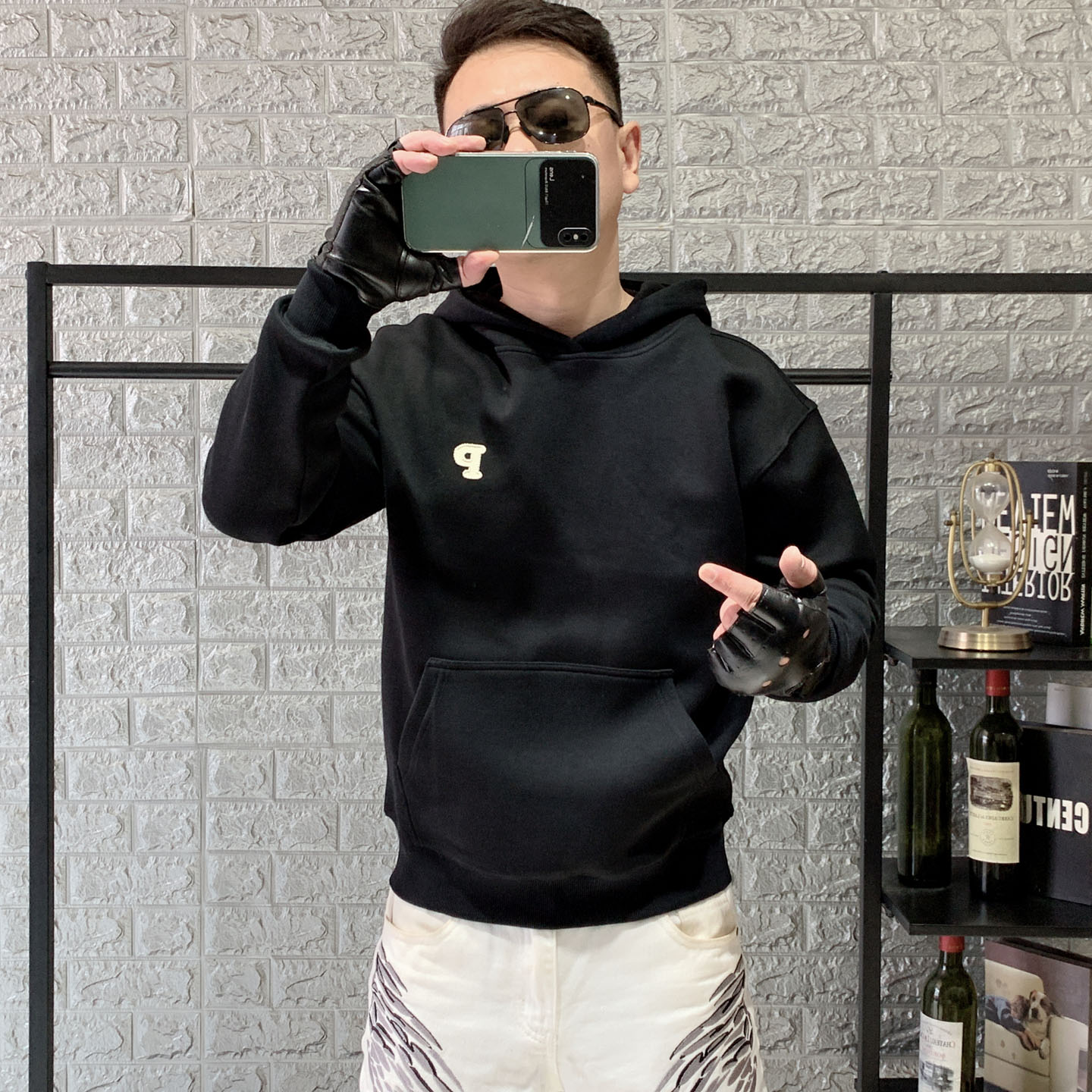 2025新款欧洲站卫衣男修身连帽刺绣长袖T恤打底衫时尚高端潮男装t