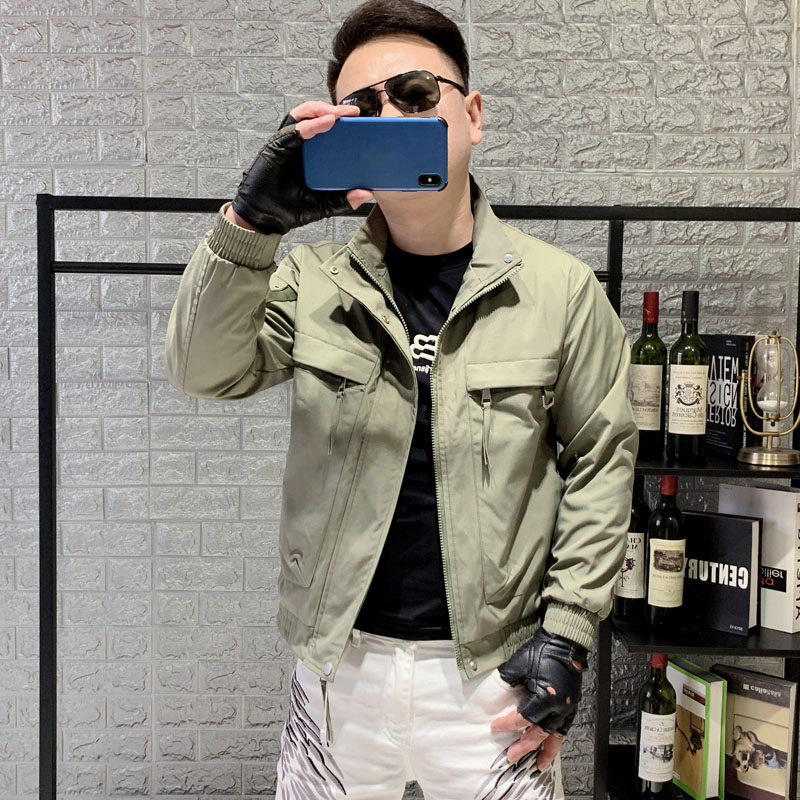 立领春秋修身时尚潮夹克个性高端