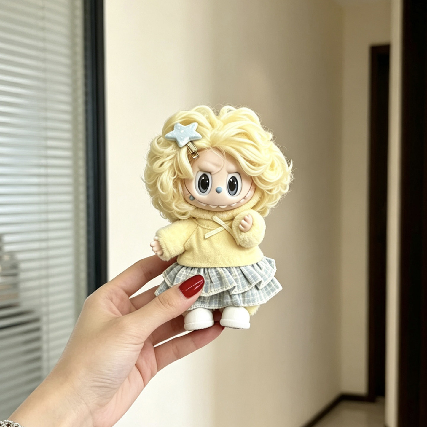 拉布布娃衣labubu复古理发店衣服雨过天晴搪胶玩偶公仔服装套装图片