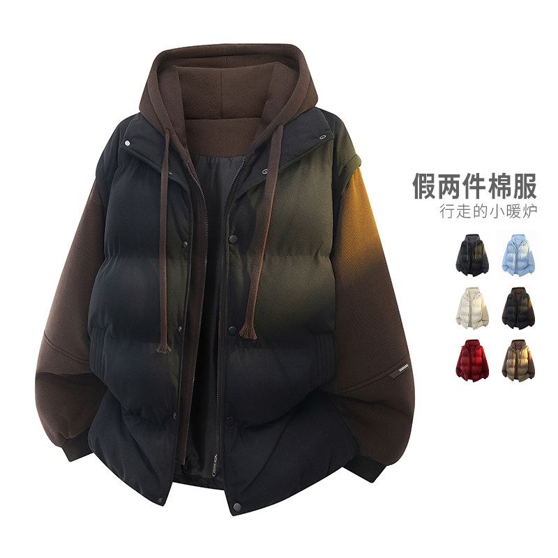 秋冬男士加厚保暖假两件棉服