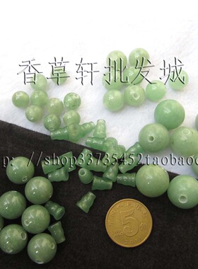 DIY配件 6 8 10 12 14MM天然绿东陵  三通+佛头（佛塔）9057