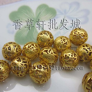 13MM亚金镂空佛字雕花隔珠佛珠DIY饰品配件男女项链手链配珠0735