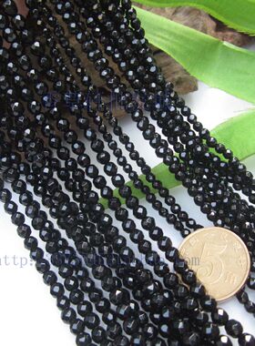 6A级黑玛瑙切面珠多面珠镭射珠 2MM 3MM 4MM DIY散珠串珠饰品9573