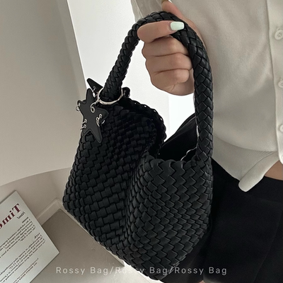 ROSSY BAG 枪枪同款百搭编织通勤水桶包包女手提单肩大容量腋下包