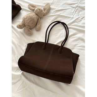 ROSSY 复古磨砂牛皮托特包百搭休闲大容量通勤单肩腋下包包女 BAG