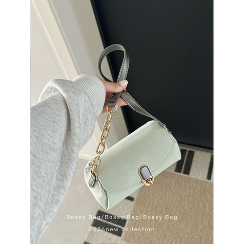 ROSSY BAG 薄荷绿圆筒包 韩系百搭休闲小众单肩包包女链条