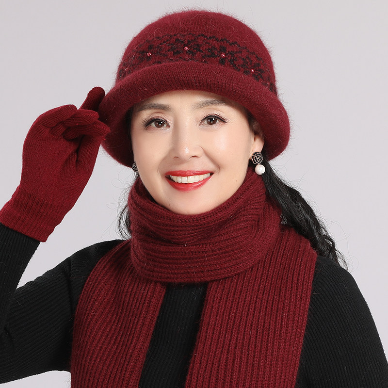 中老年人帽子女冬季妈妈帽婆婆老人奶奶秋冬天老太太保暖女毛线帽