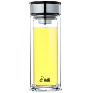 希诺高端双层玻璃杯带滤网泡茶杯