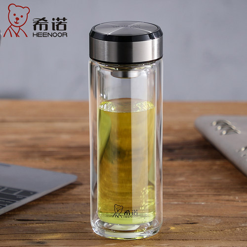 希诺玻璃杯双层大容量泡茶车载