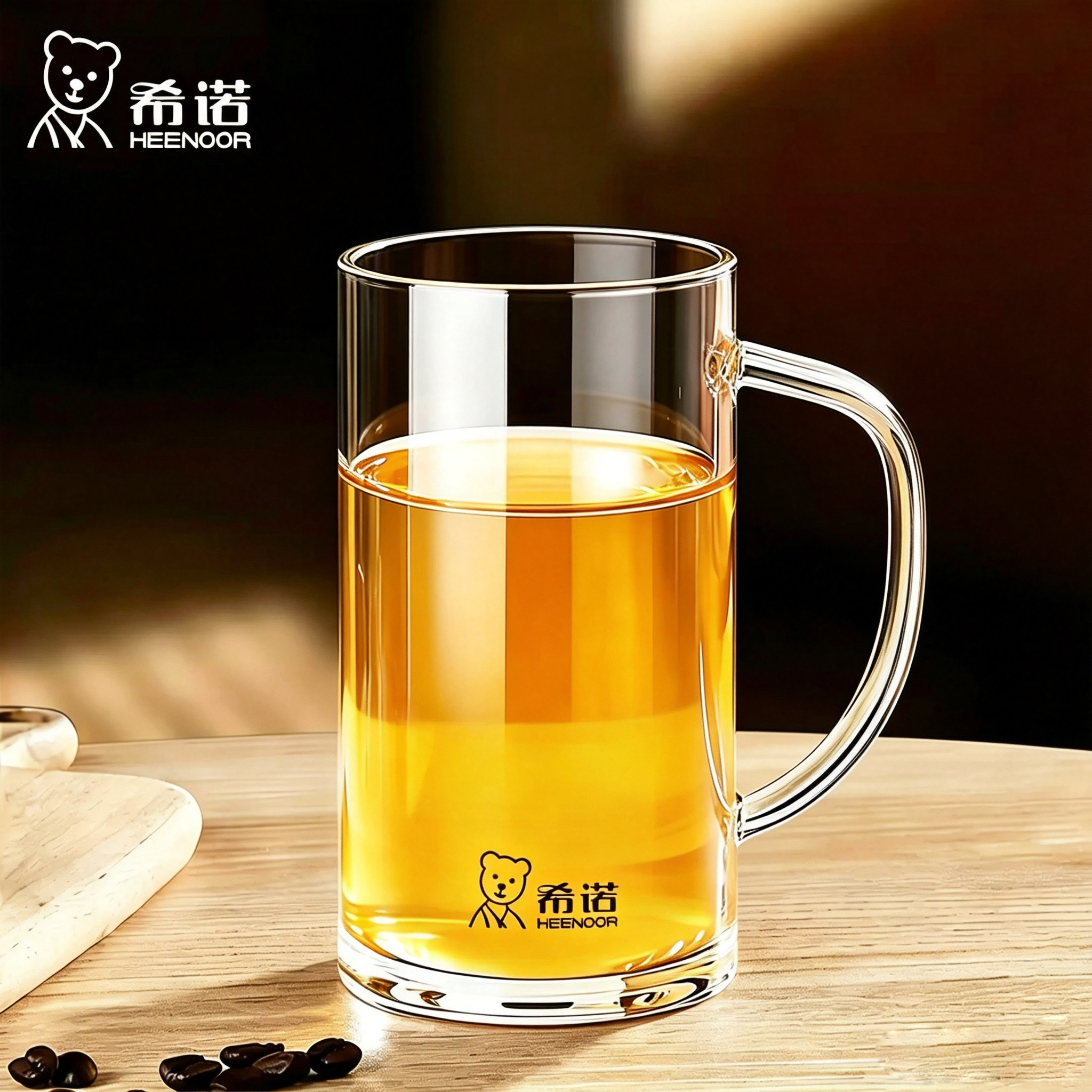 希诺单层加厚玻璃杯带手柄家用泡茶水杯子高档男女透明咖啡牛奶杯