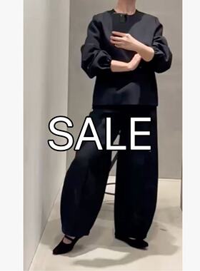 折扣 特价日本humoresque上质蚕丝羊毛垂感挺括高腰弧形阔腿裤