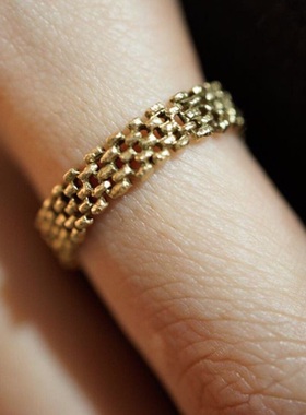 日本手工复古风锁链戒指包邮