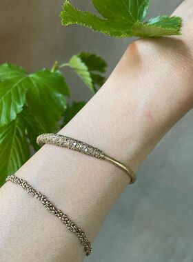 noguchi手工制复古棕色钻石手镯