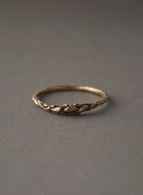 noguchi14K镀金复古麻花手工戒指