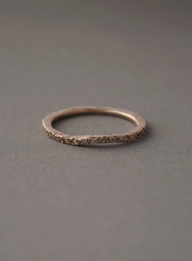 包邮日本代购 noguchi 日本职人手作复古钻石镶嵌细指环日本制