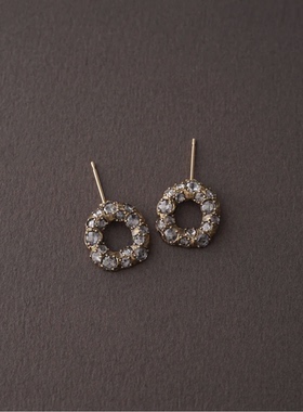 包税包邮日本代购noguchi20周年VSL系列18K金钻石椭圆镂空耳饰