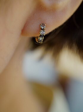 包税包邮日本代购noguchi职人手工制RoseCut白色钻石复古耳环女款