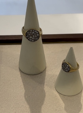 noguchi复古白钻镶嵌印章尾戒女