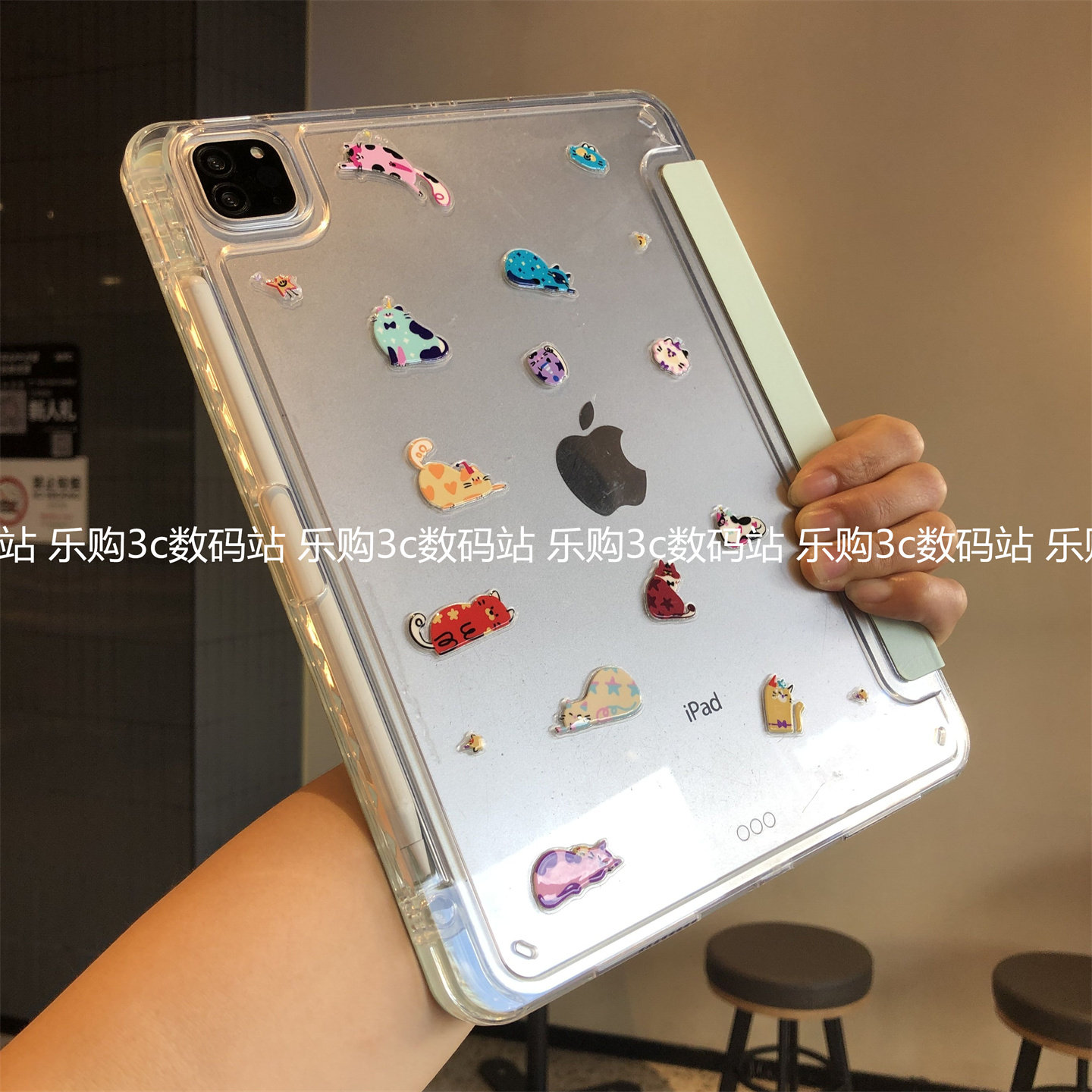 立体猫咪3折Y折适用苹果iPad11代a16保护套十代ari8寸Air765亚克力Pro11可爱10.2寸9.7笔槽Por13休眠mimi硬壳