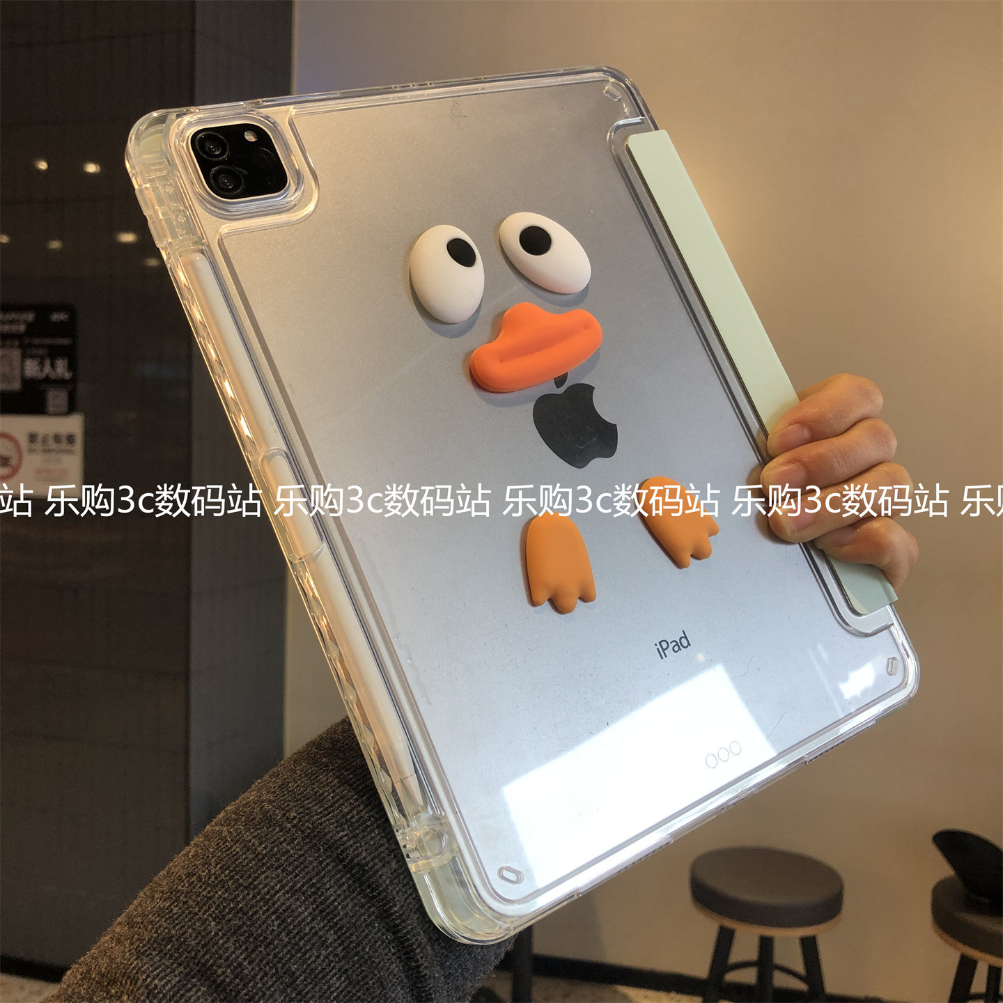 搞怪鸭3+Y折叠适用苹果iPad11代789保护套10代ari8寸Air765亚克力Pro11立体10.2寸9.7笔槽Por13休眠mimi4硬壳