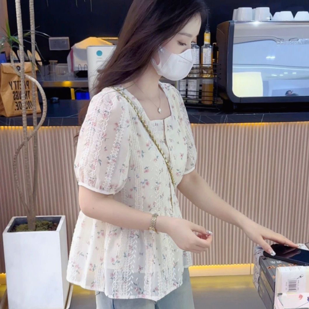 法式轻奢高级感碎花衬衫女娃娃衫图片
