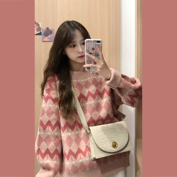 软糯奶fufu慵懒风毛衣女秋冬学生加厚复古日系可爱小个子宽松外穿