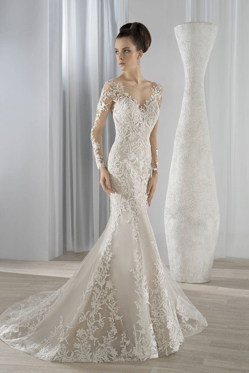 women lace appliques elegant long sleeve bride gown bridal m