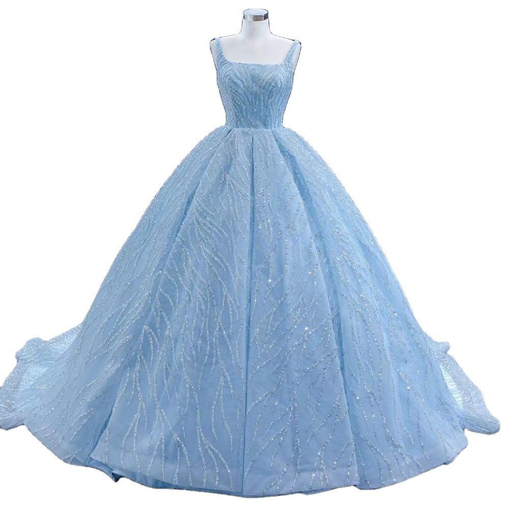 婚纱blue luxury beaded high end wedding dresses 2022 serene