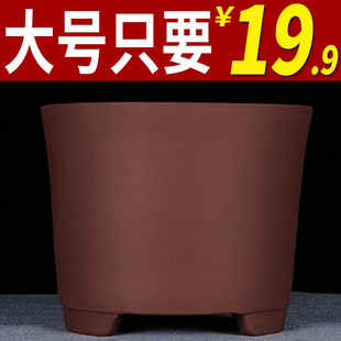宜兴紫砂兰花盆圆口君子兰花盆专用中小筒盆景盆栽室内阳台陶瓷盆