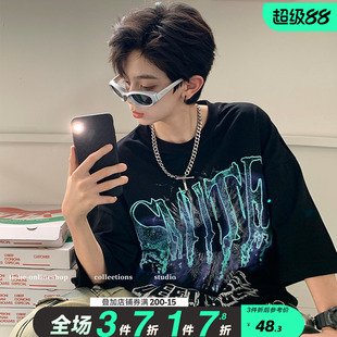 男童短袖T恤夏季新款中大童纯棉宽松体恤上衣大童男装薄款夏装潮t