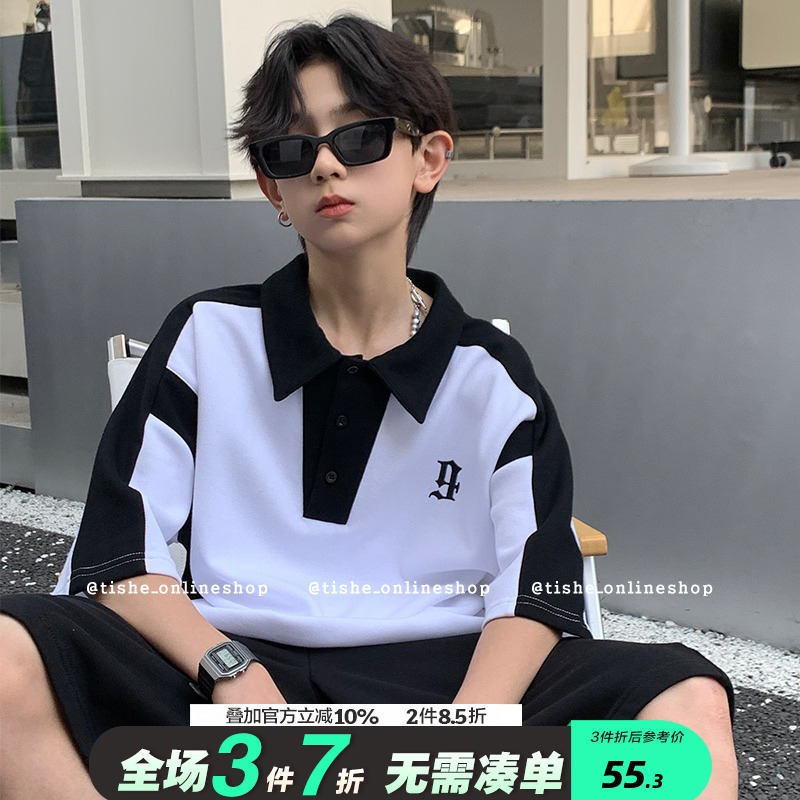 男童翻领嘻哈短袖polo潮牌