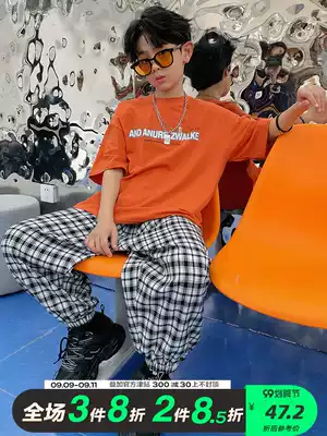 Boys short-sleeved T-shirt summer dress Big Boy men's fashion brand coat children's clothing boys summer T-shirt middle and big children thin clothes