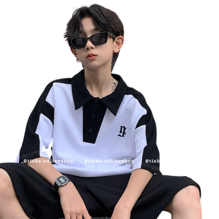 男童短袖t恤Polo衫翻领夏季薄款中大童休闲宽松嘻哈上衣儿童夏装8