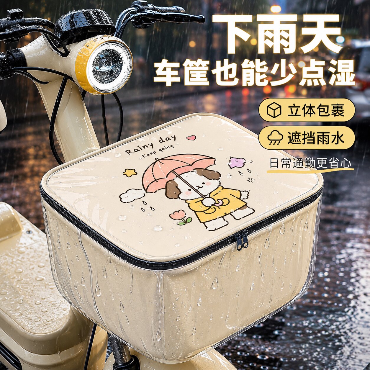 电动车前车筐防水罩防晒防尘通用图片