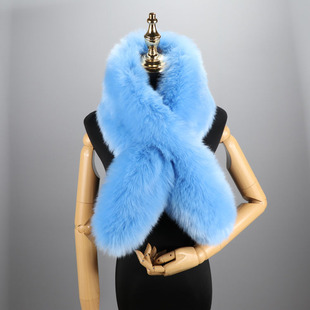 毛领子围巾仿皮草领子仿貉子狐狸毛毛领子围脖青果领交叉保暖披肩