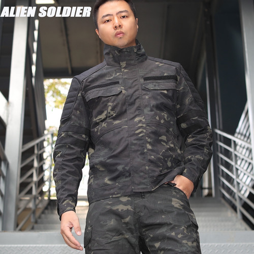 异种兵修身迷彩摩托机车骑行战术夹克外套男子春秋工装军迷户外衣