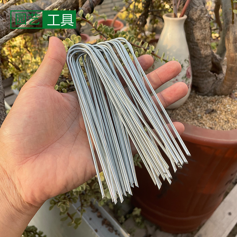 多肉悬崖桩固定铁U型缺口镀锌铁丝20根上盆固定15厘米