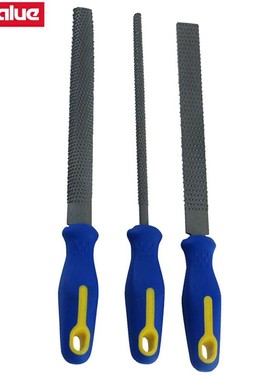 日本E-VALUE（壶三）木工锉刀8寸三件套粗齿平锉扁锉圆锉修整工具