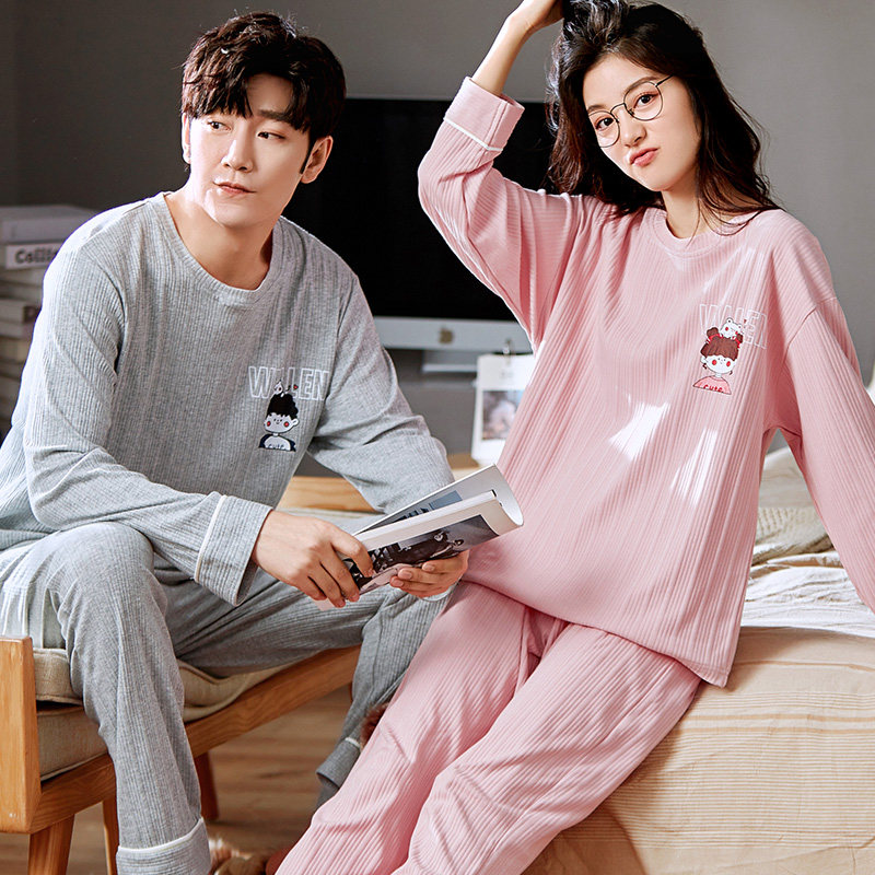 秋季可爱卡通男女士纯棉长袖睡衣春秋冬季情侣可外穿家居服两件套