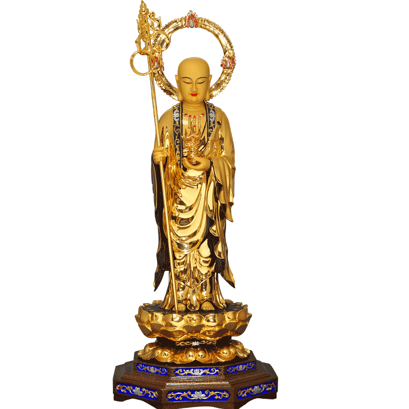 台湾鎏金地藏王菩萨站像工艺品