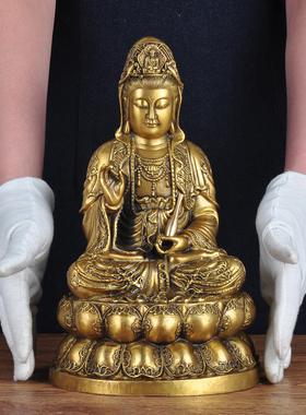 观音摆件柳枝观世音菩萨佛像菩萨像铜像观音娘娘观自在供奉工艺品