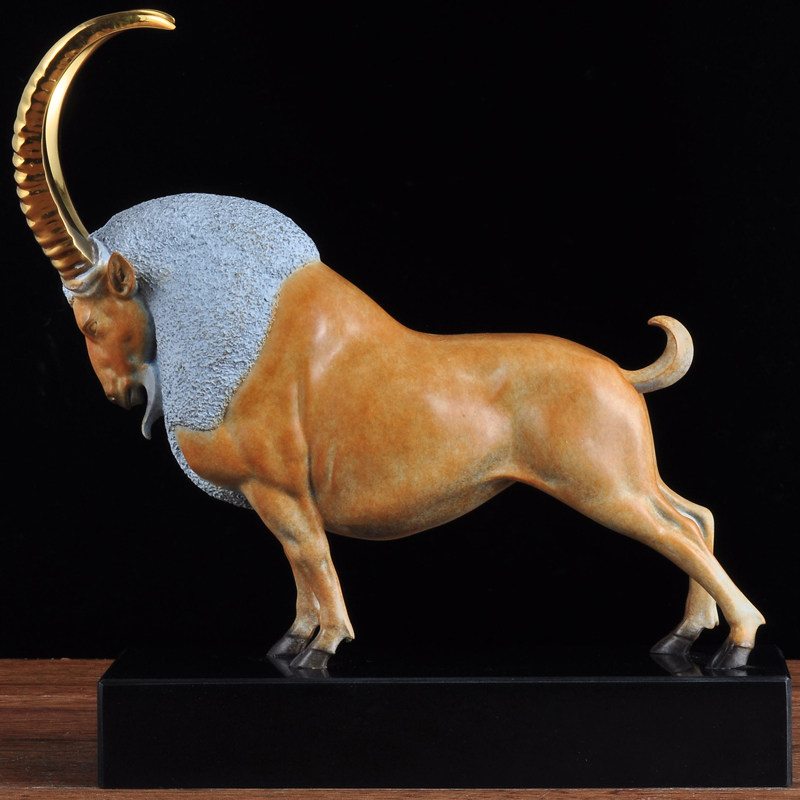 彩铜领头羊摆件生肖羊公司办公室家居客厅玄关装饰品乔迁商务礼品