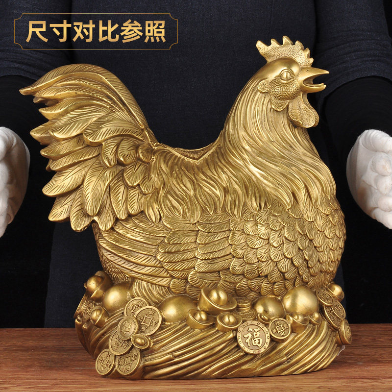 黄铜母鸡摆件招财元宝鸡存钱罐金钱鸡工艺品家居客厅玄关装饰品