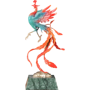 彩铜瑞凤呈祥凤凰摆件凤舞九天家居客厅酒柜玄关装饰品乔迁送礼品