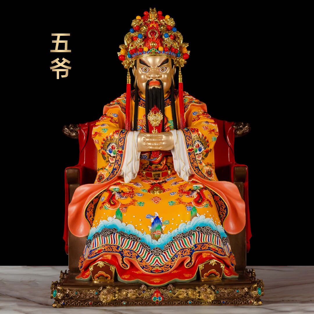 台湾古韵彩铜五爷摆件广济龙王龙五爷神像家用寺庙佛堂供奉财神爷