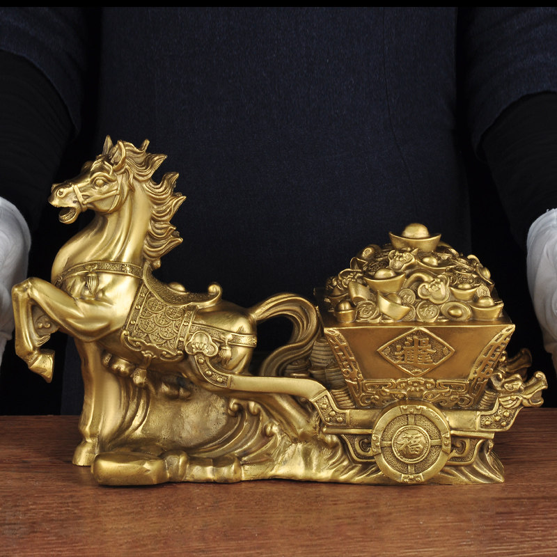 铜马摆件日进斗金招财工艺品家居客厅玄关店铺公司办公室开业礼品